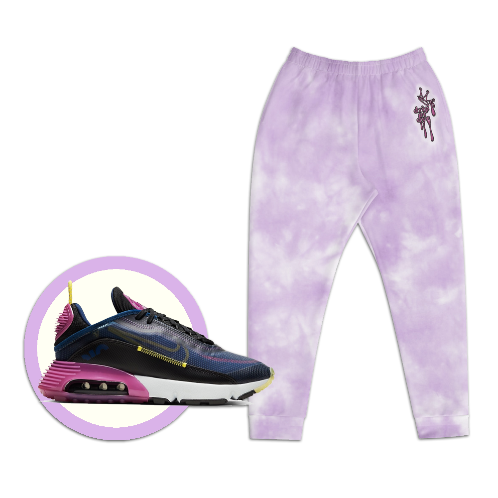 CRXWN | Drip or Dye Violet Photon Dust Ice Dye UNISEX Jogger Hearts Around the World Live Love Laugh