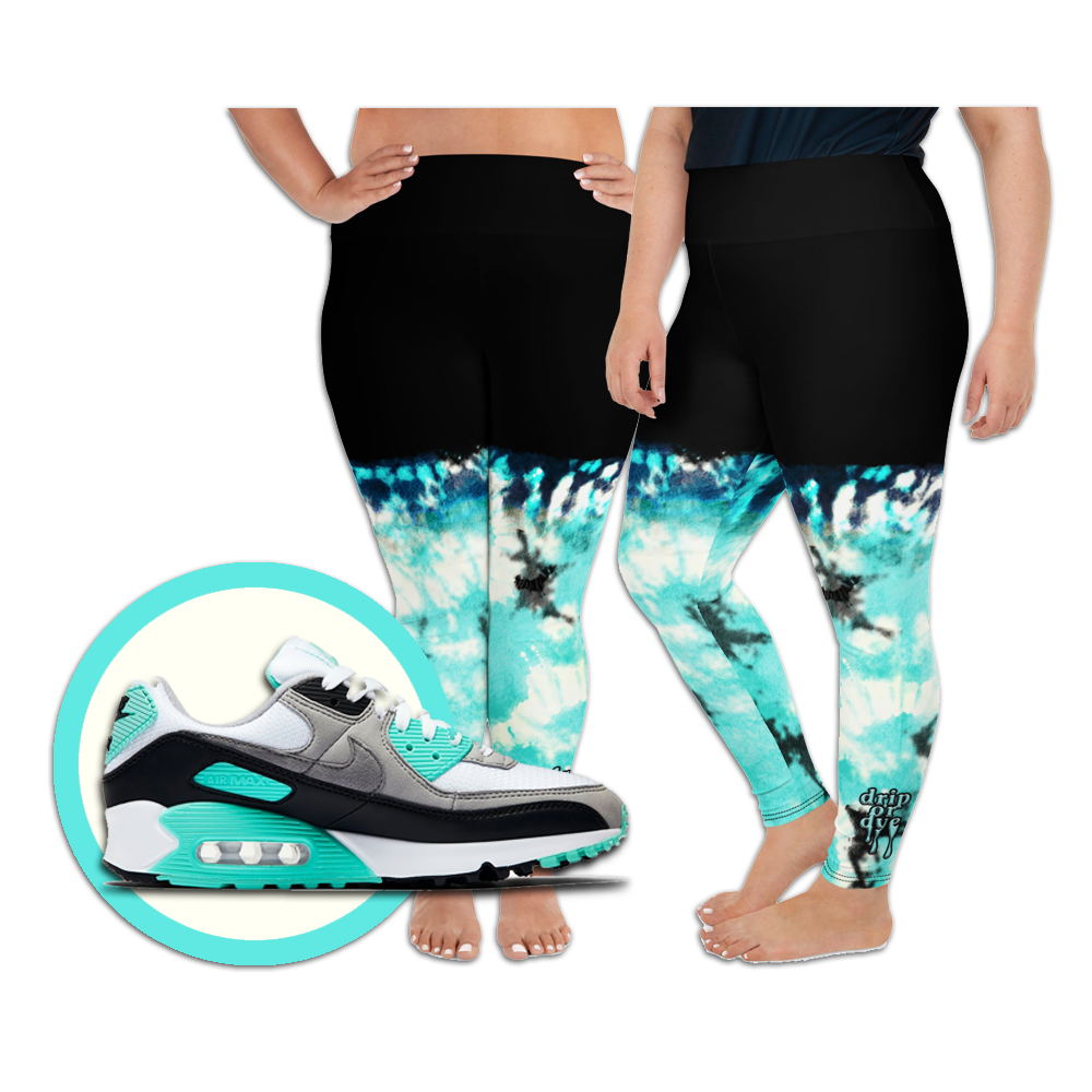 CRXWN | Drip Or Dye Max 90 Recraft Hyper Tourquoise HER Collection Tye Dye Plus Size Yoga Leggings