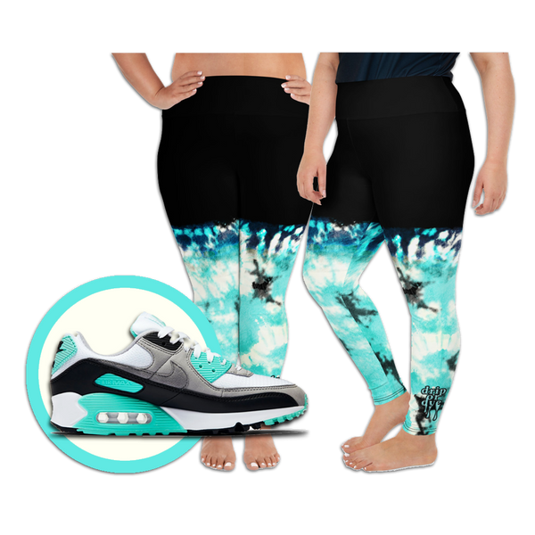 CRXWN | Drip Or Dye Max 90 Recraft Hyper Tourquoise HER Collection Tye Dye Plus Size Yoga Leggings