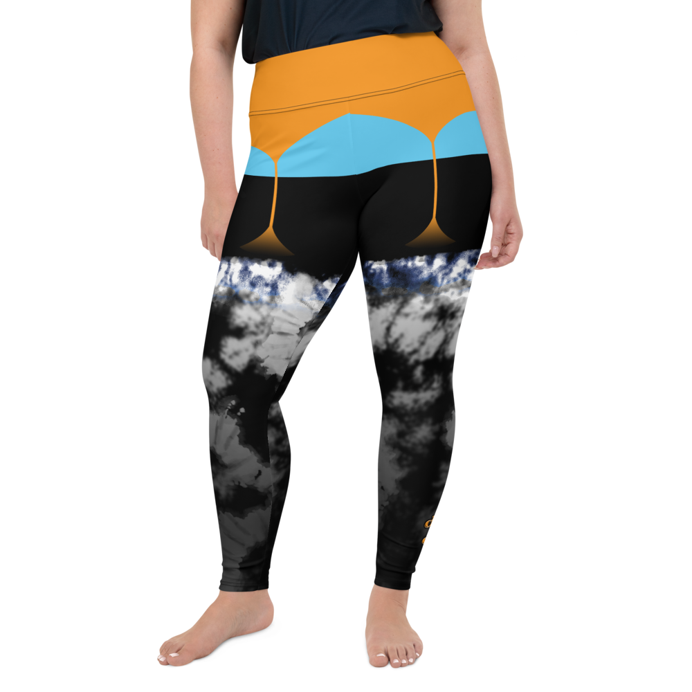 CRXWN | Drip or Dye 4 Retro Black Cat HER Collection Acid Wash Tye Dye Plus Size Fun Faux Garter Yoga Leggings