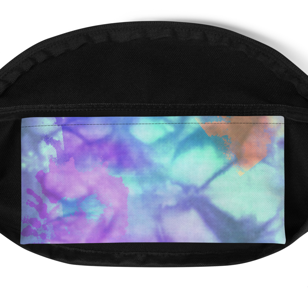 DRIP or DYE | Custom Crackle Ice Tye Dye Acid Wash Teal Purple Cloud Custom Fanny Pack UNISEX Crossbody
