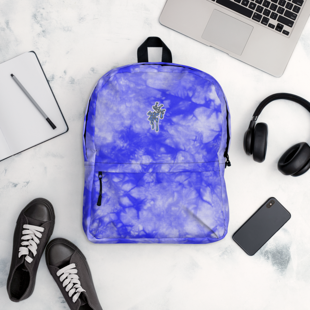 DRIP OR DYE | Cosmic Blue Crush Ice Krackle Crystal Royal Blue Color Cloud Tie Dye Lite Backpack