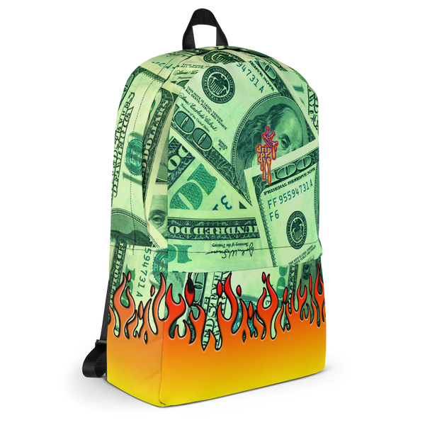 DRIP OR DYE | Money Flames Cash 2 Burn Bag of Money Manifest Backpack Lava Guap