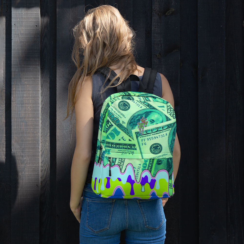 DRIP OR DYE | Cash Drip Dirty Money Made Clean Bag of Money Manifest Backpack Monsta Neon Green