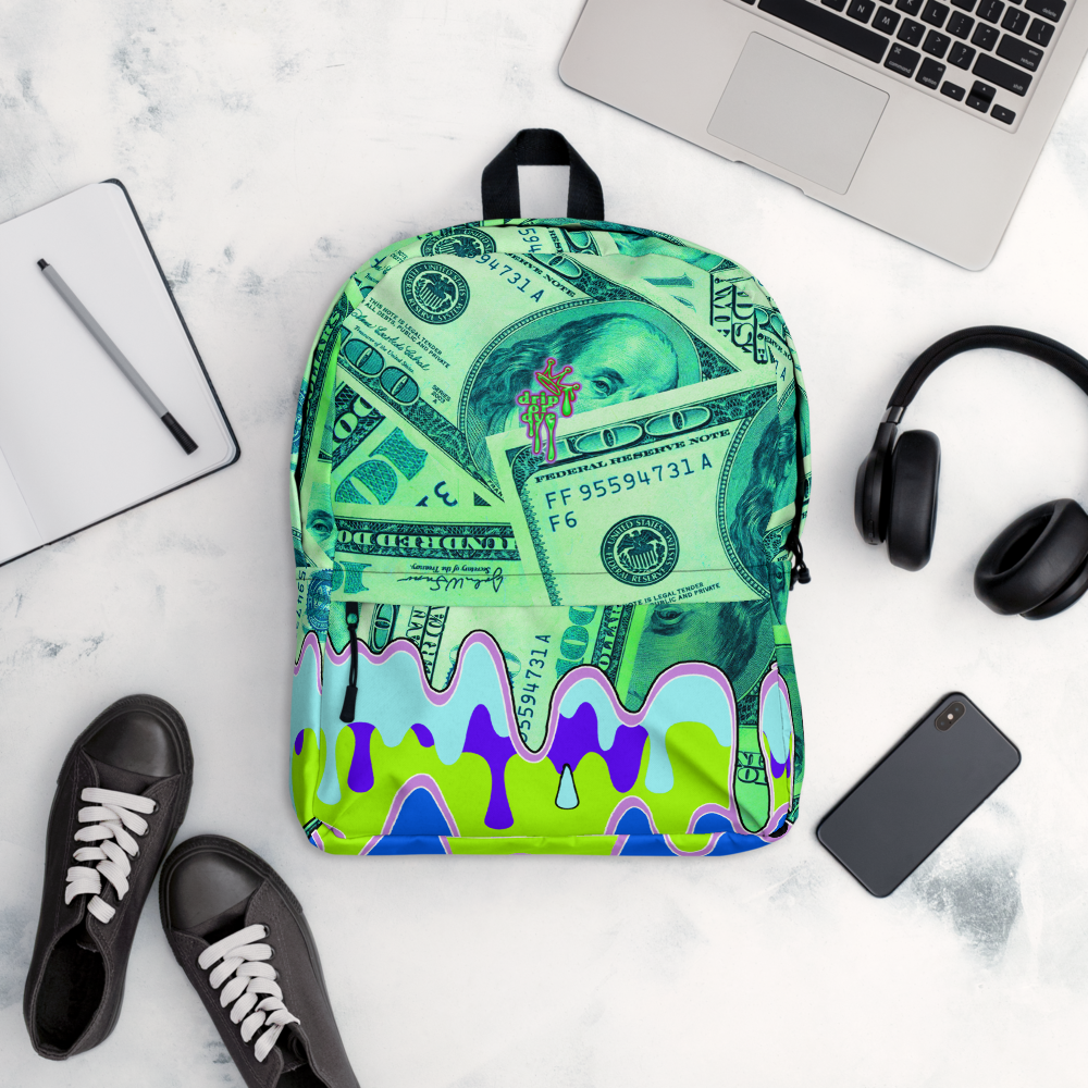 DRIP OR DYE | Cash Drip Dirty Money Made Clean Bag of Money Manifest Backpack Monsta Neon Green