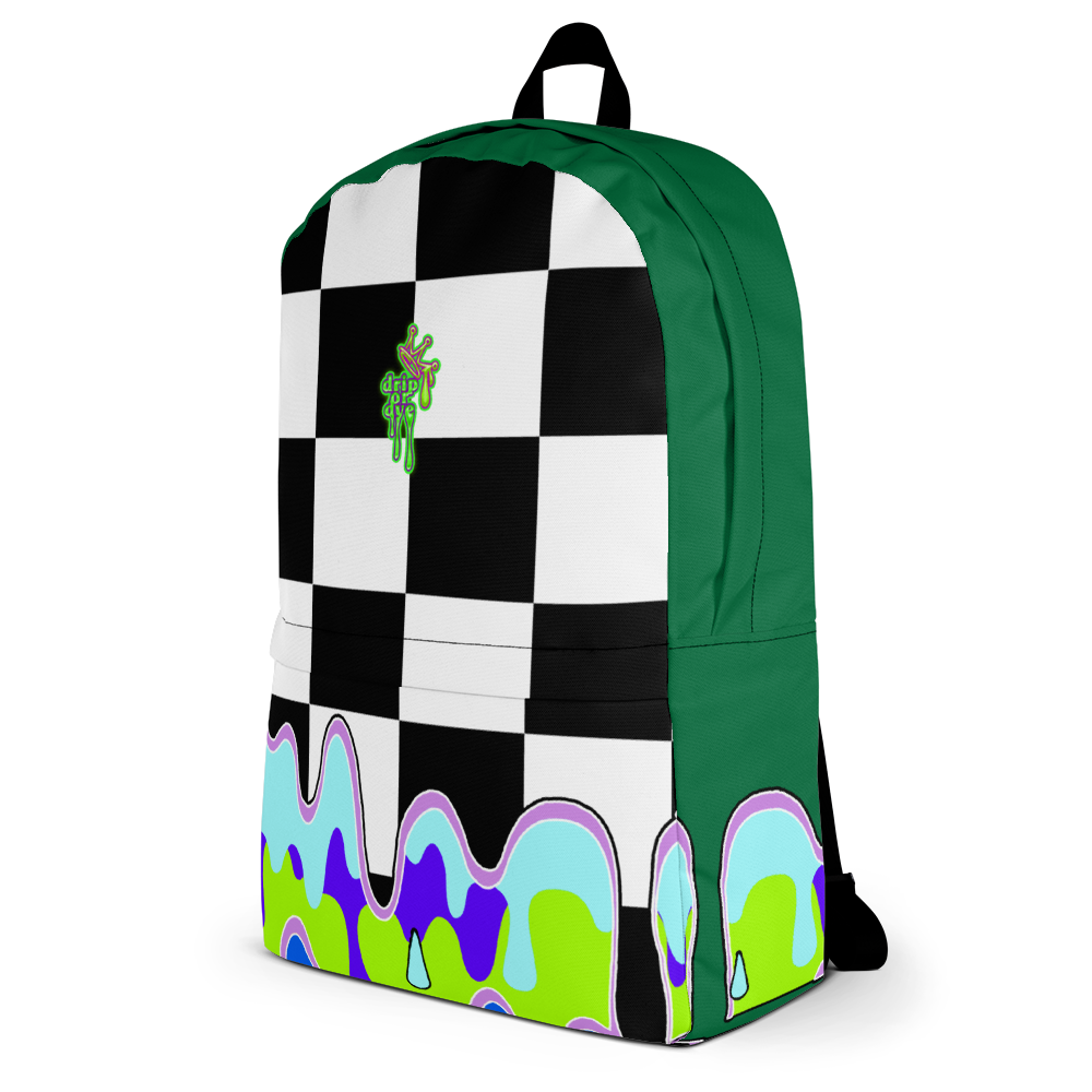 DRIP OR DYE | Checker Drip Backpack Pine Forest Green
