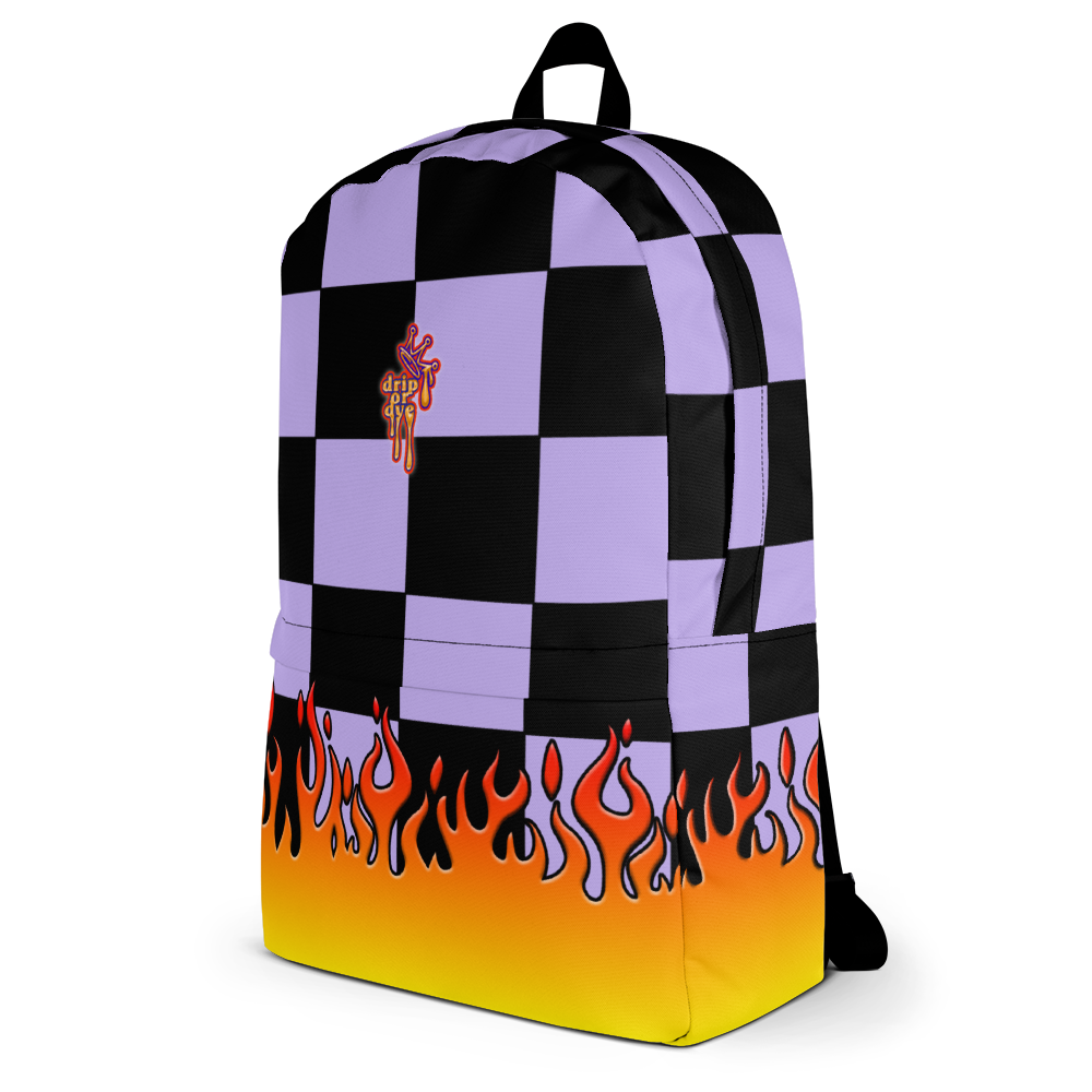 DRIP OR DYE | Checker Flames Backpack Purple Violet