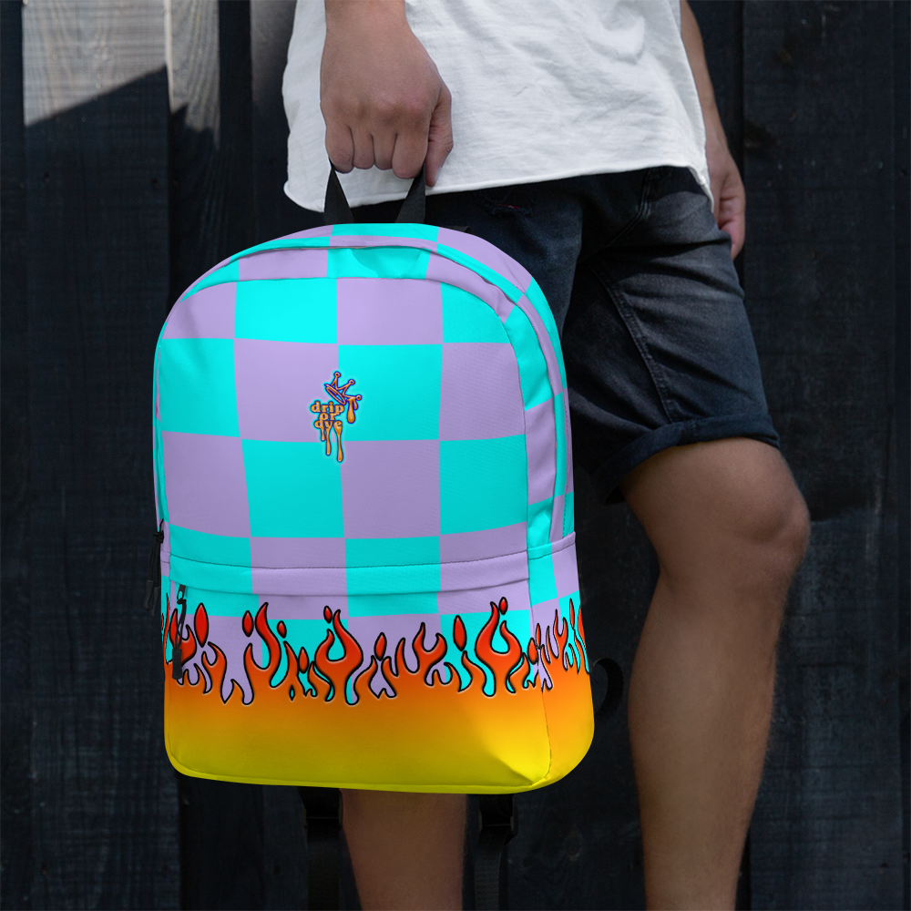 DRIP OR DYE | Checker Flames Backpack Multicolor Violet Sky Blue Carnival