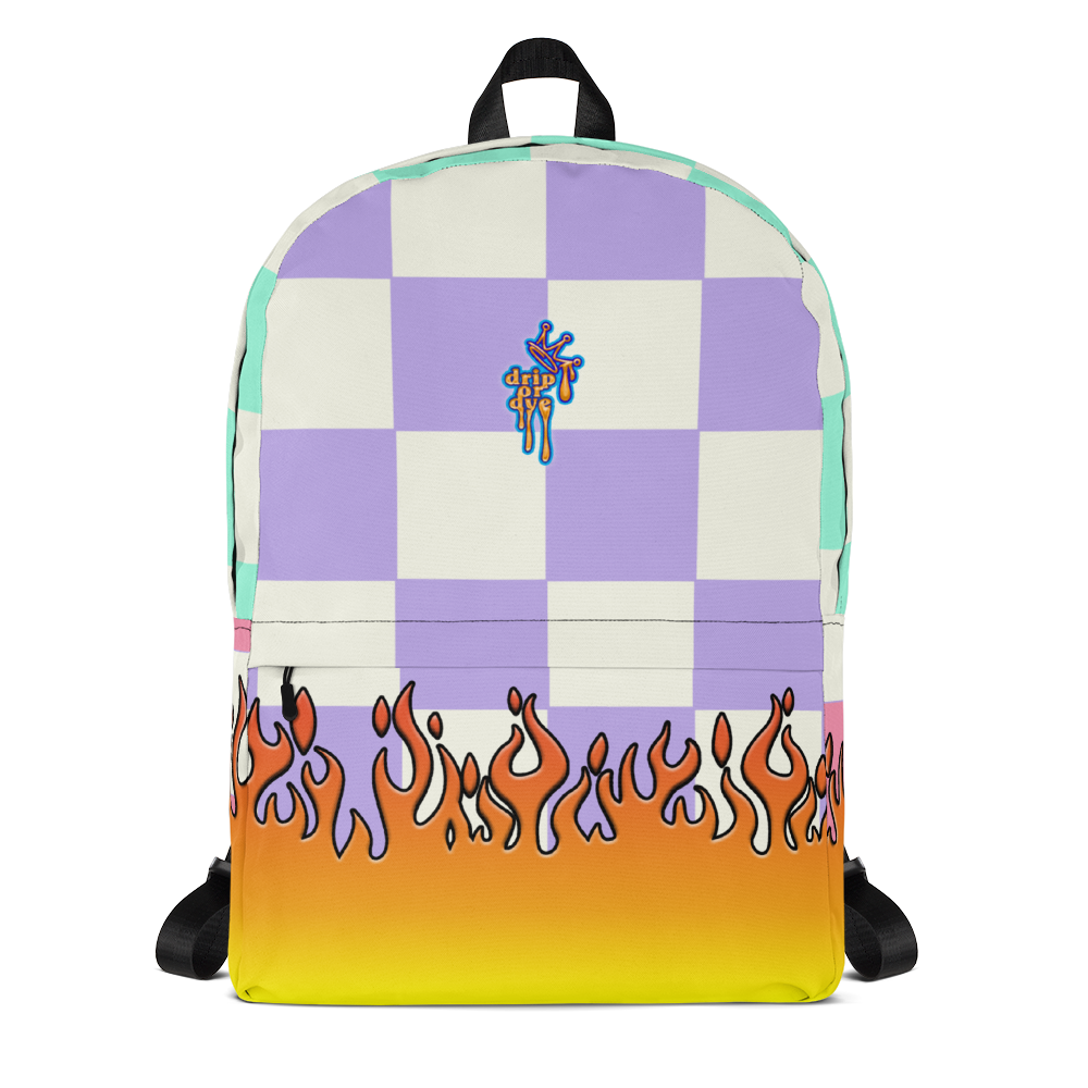 DRIP OR DYE | Checker Flames Color Block Backpack Pastel Purple Violet Seafoam Blue Millenial Pink