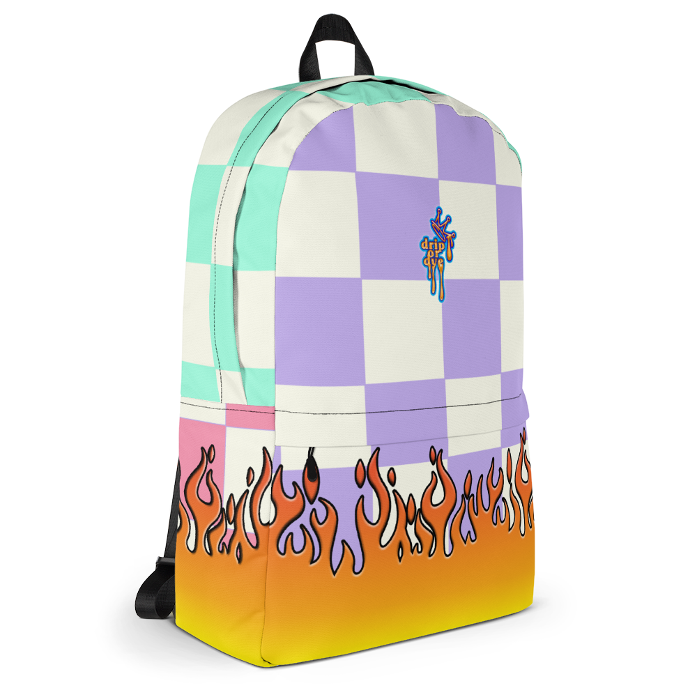 DRIP OR DYE | Checker Flames Color Block Backpack Pastel Purple Violet Seafoam Blue Millenial Pink