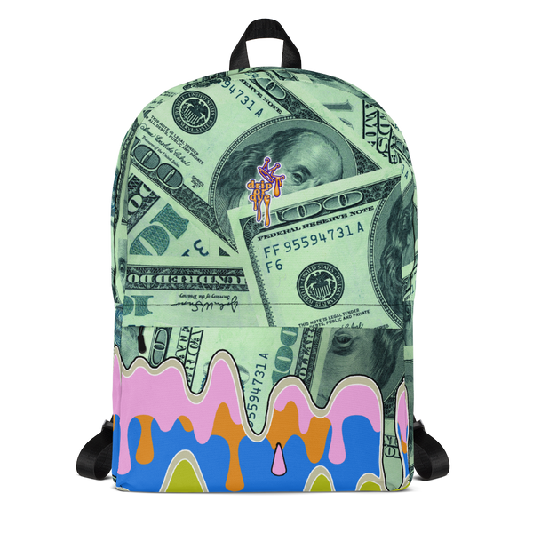 DRIP OR DYE | Cash Drip Dirty Money Made Clean Bag of Money Manifest Backpack Pink N Green