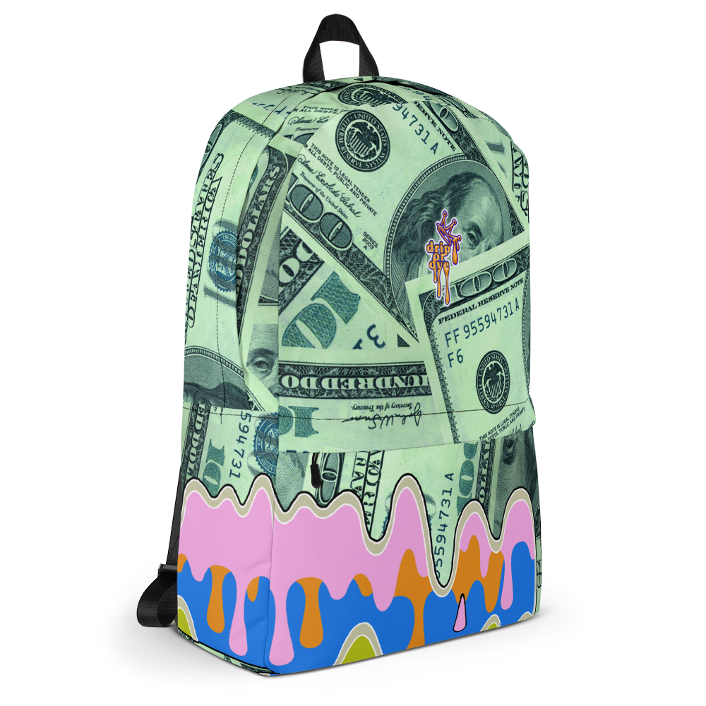 DRIP OR DYE | Cash Drip Dirty Money Made Clean Bag of Money Manifest Backpack Pink N Green