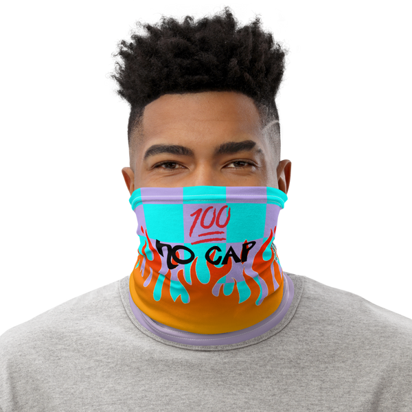 CRXWN | Drip or Dye Custom Checkers N' Flames Print 3-in-1 UNISEX Gaiter Teal Purple