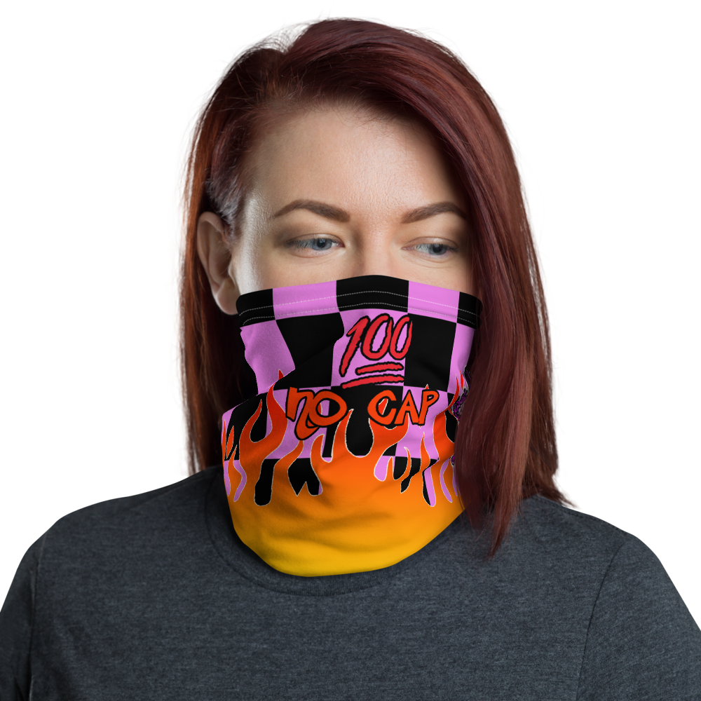 CRXWN | Drip or Dye Custom Checkers N' Flames Print 3-in-1 UNISEX Gaiter Digital Pink