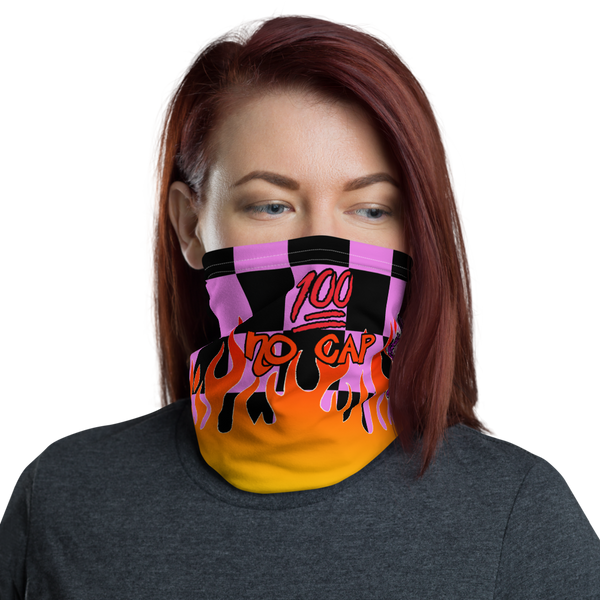 CRXWN | Drip or Dye Custom Checkers N' Flames Print 3-in-1 UNISEX Gaiter Digital Pink