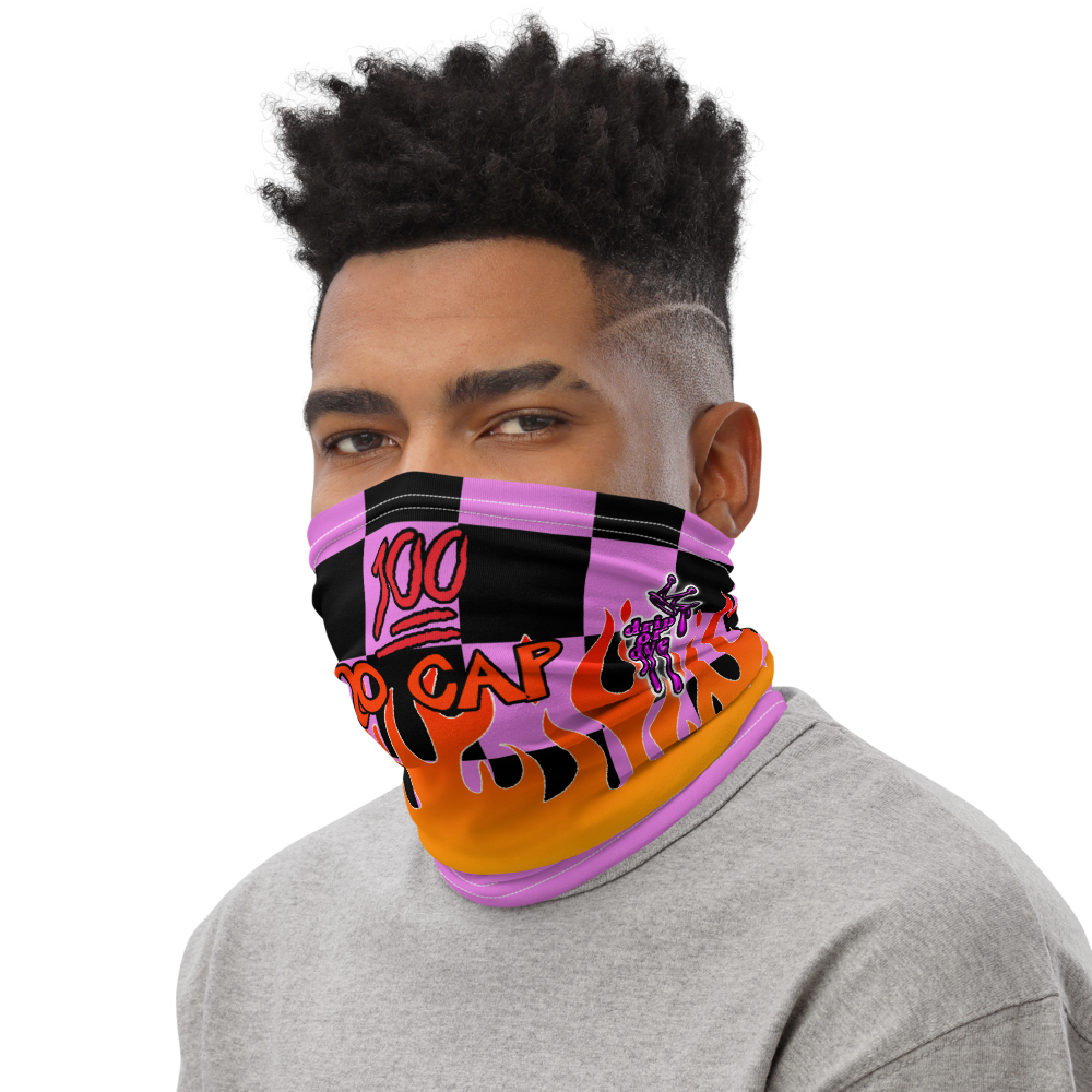 CRXWN | Drip or Dye Custom Checkers N' Flames Print 3-in-1 UNISEX Gaiter Digital Pink