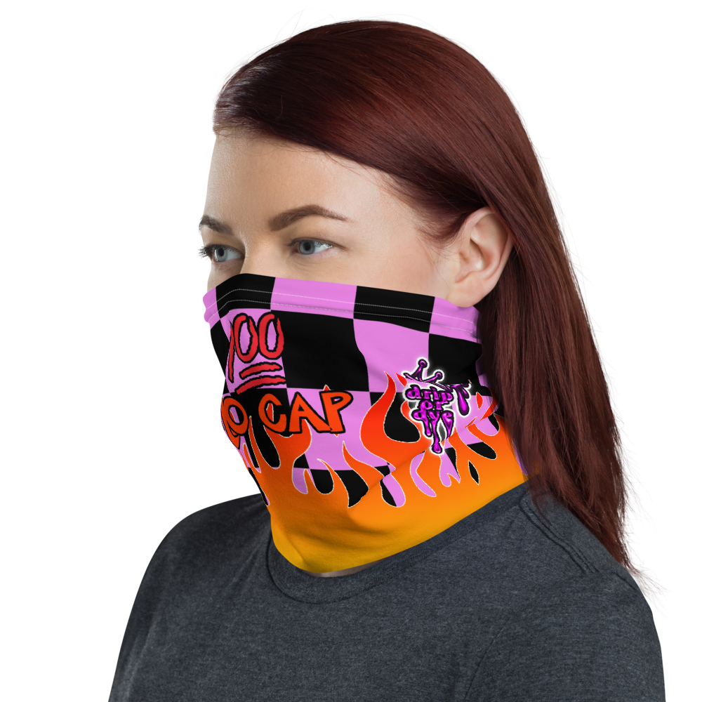 CRXWN | Drip or Dye Custom Checkers N' Flames Print 3-in-1 UNISEX Gaiter Digital Pink