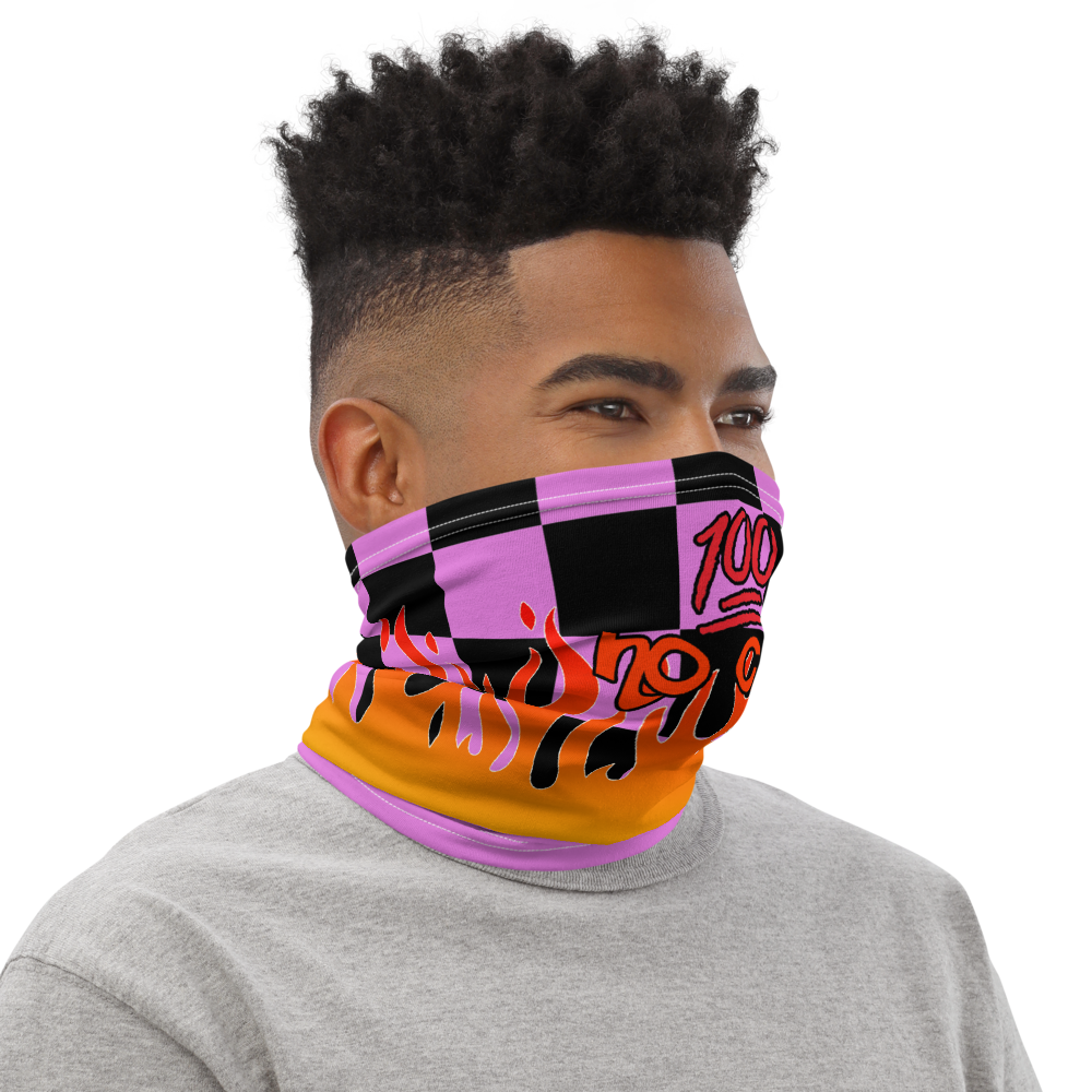 CRXWN | Drip or Dye Custom Checkers N' Flames Print 3-in-1 UNISEX Face Mask Digital Pink