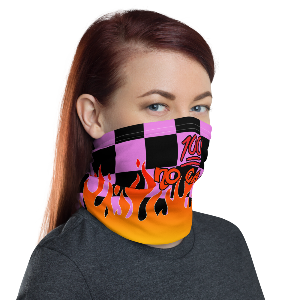 CRXWN | Drip or Dye Custom Checkers N' Flames Print 3-in-1 UNISEX Gaiter Digital Pink