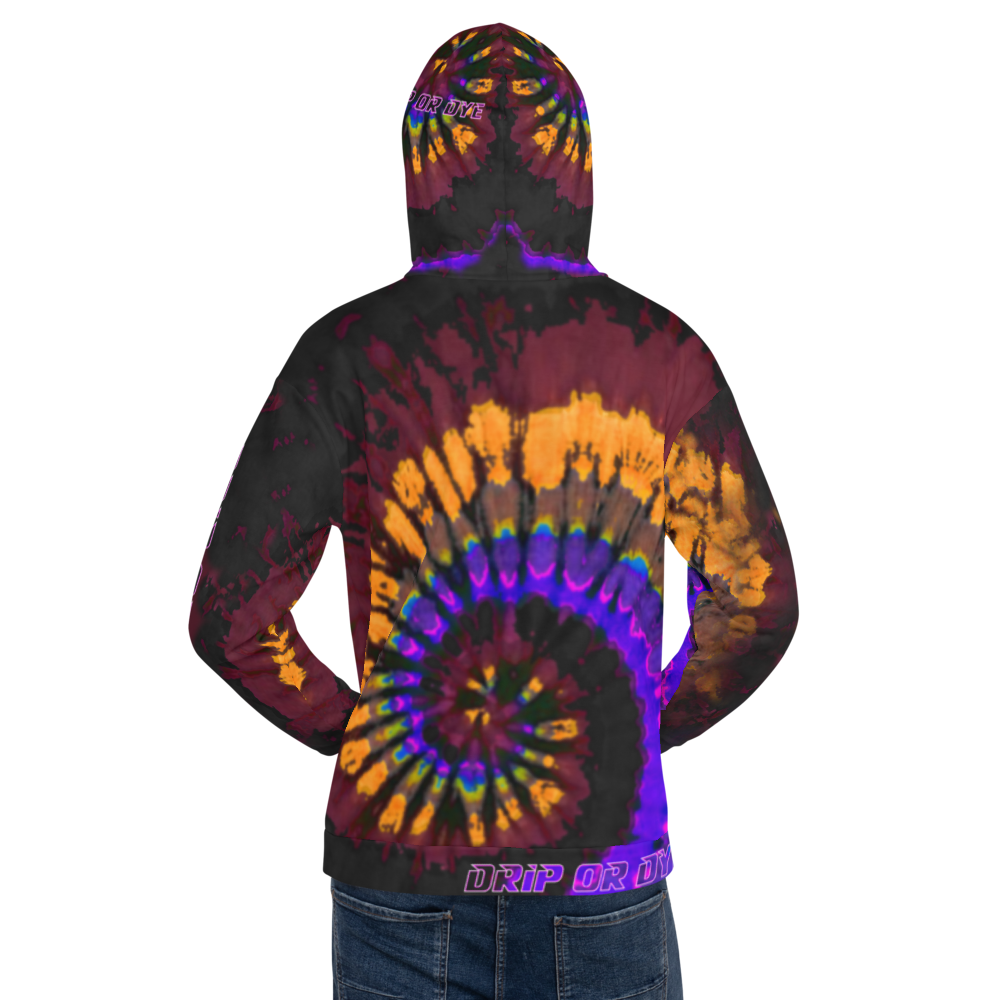 CRXWN | Drip or Dye | Tye Dye Season of Love 1 Cosmic Prophet Custom Unisex Hoodie Spiral Fire Code