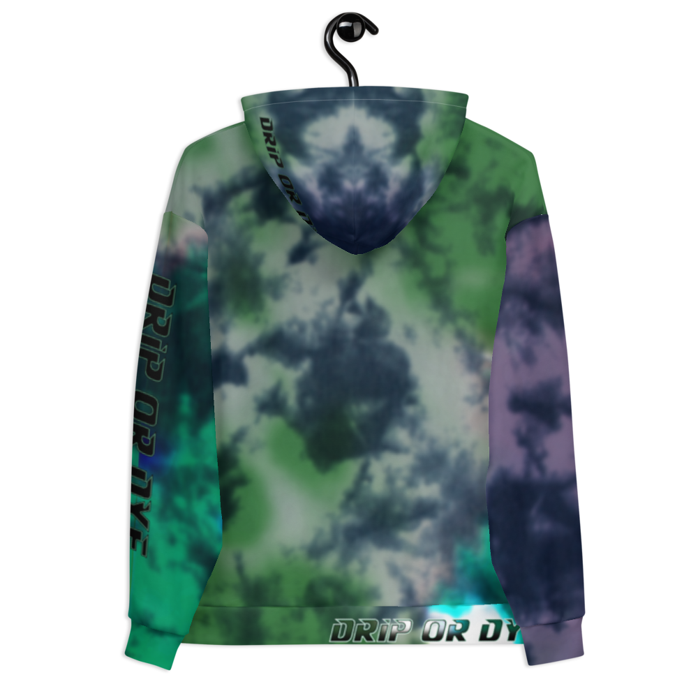CRXWN | Drip or Dye | Tie Dye Season of Love 1 Cosmic Prophet Custom Unisex Hoodie and the Heavens Parted Color Clouds Leaves in Green Trees
