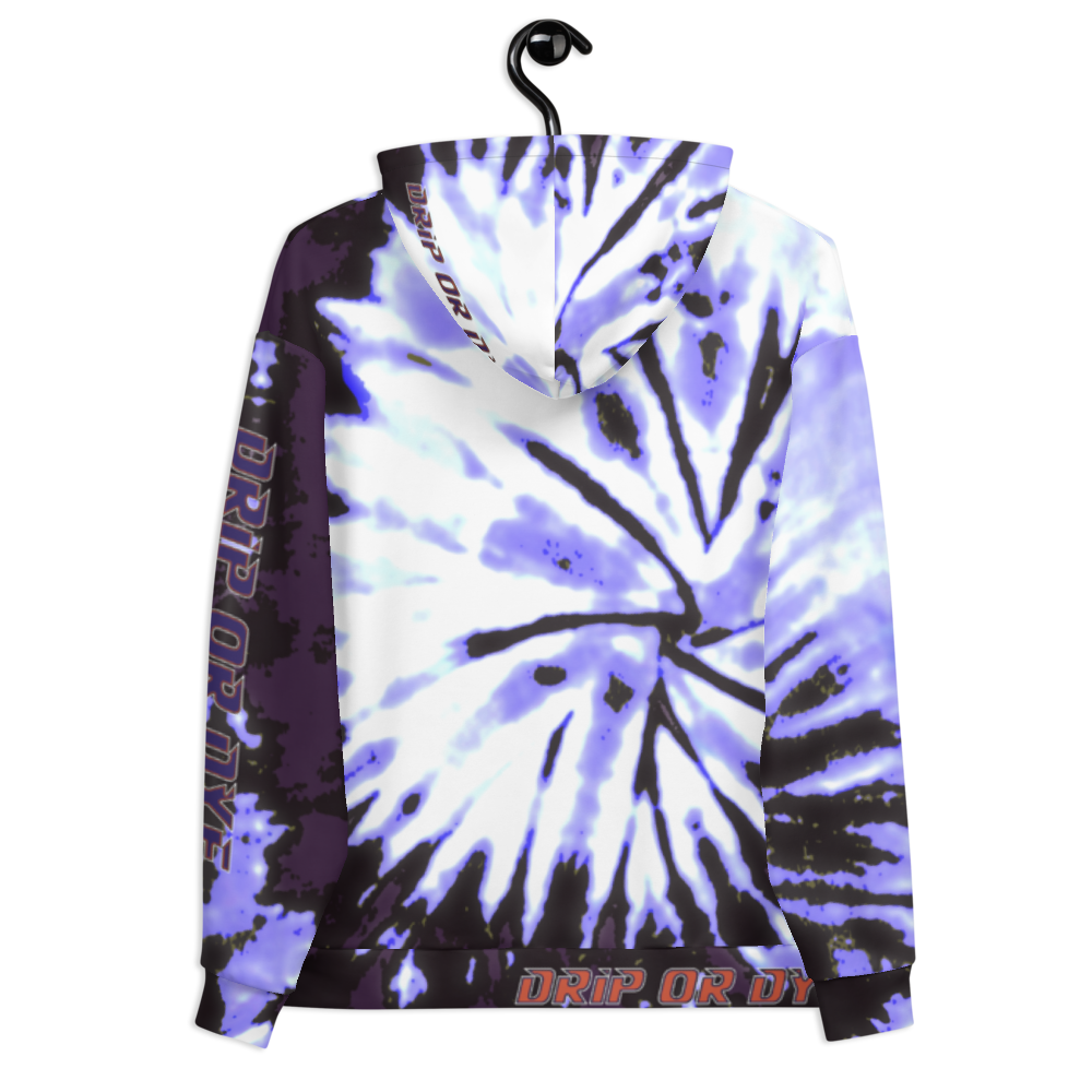 CRXWN | Drip or Dye | Tie Dye Season of Love 1 Cosmic Prophet Custom Unisex Hoodie Digital Spider Spiral Deep Purple Royal