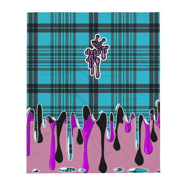 CRXWN | Drip or Dye | Plaid Season 1 BLANKET Blue Reign Think Pink Drip