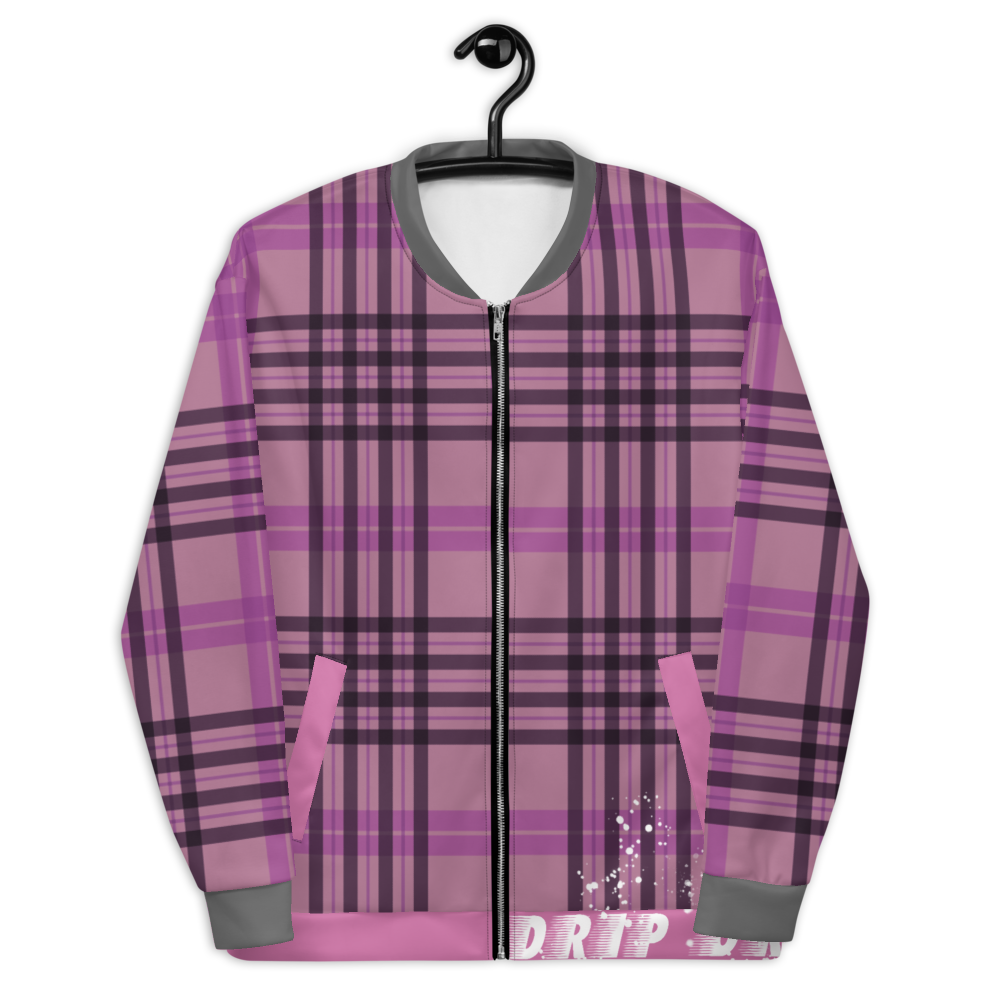 CRXWN | Drip or Dye | Plaid Season 1 Unisex Bomber Jacket Think Pink