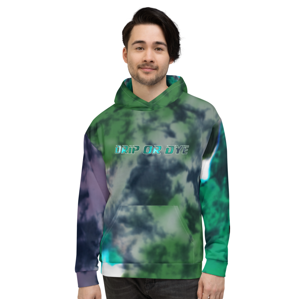 CRXWN | Drip or Dye | Tie Dye Season of Love 1 Cosmic Prophet Custom Unisex Hoodie and the Heavens Parted Color Clouds Leaves in Green Trees