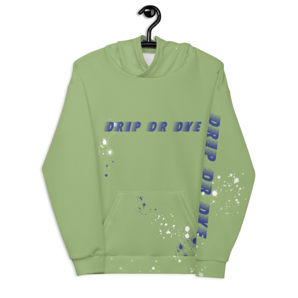 CRXWN | Drip or Dye | HUES Season 1 Back 2 Basics Unisex Comfort Hoodie Stripes N' Zoom Splatter Leaf Green Atomic Blue