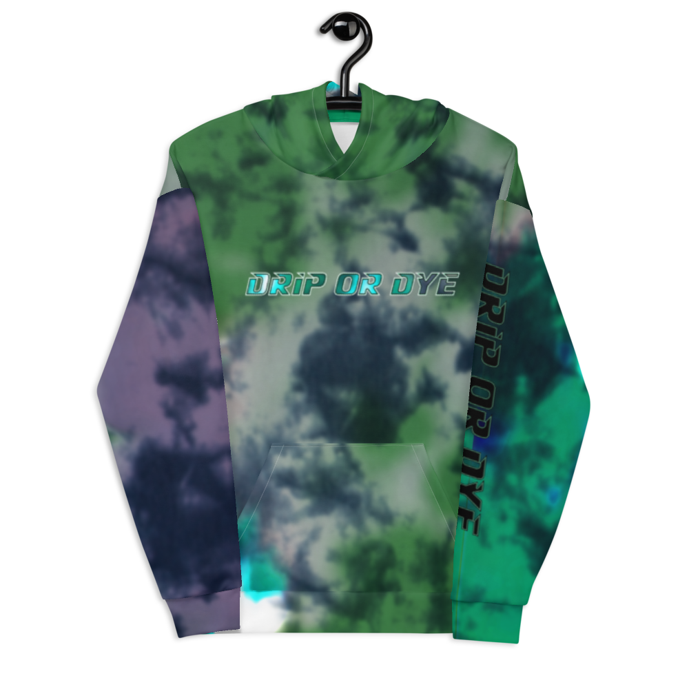 CRXWN | Drip or Dye | Tie Dye Season of Love 1 Cosmic Prophet Custom Unisex Hoodie and the Heavens Parted Color Clouds Leaves in Green Trees