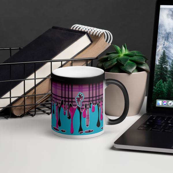 CRXWN | Drip or Dye | Plaid Season 1 Matte Black Magik Mug COFFEE MUG Blue Pink