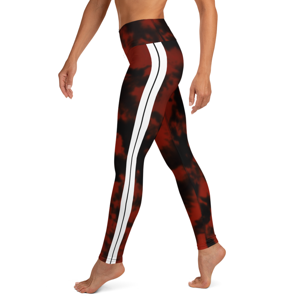 CRXWN | Royal Urban Resort | Trippy Drippy Bleach Acid Wash with Malibu Stripe Yoga Leggings Sunrise Sienna