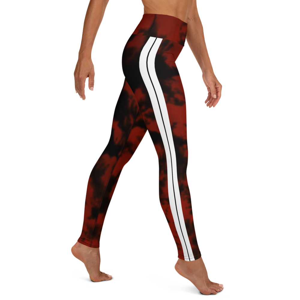 CRXWN | Royal Urban Resort | Trippy Drippy Bleach Acid Wash with Malibu Stripe Yoga Leggings Sunrise Sienna