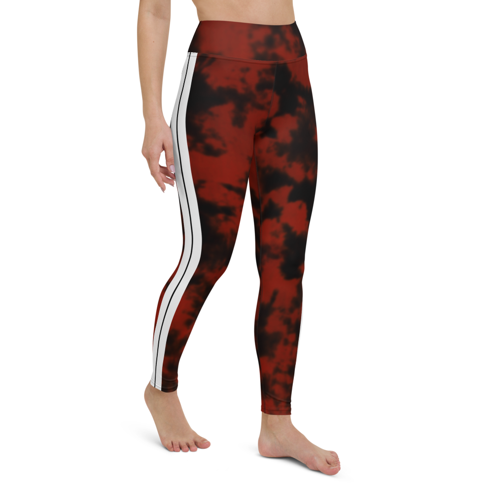 CRXWN | Royal Urban Resort | Trippy Drippy Bleach Acid Wash with Malibu Stripe Yoga Leggings Sunrise Sienna