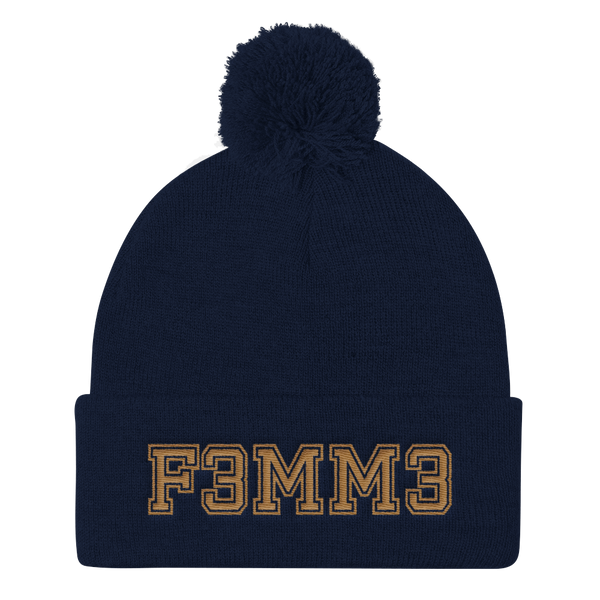 F3MM3 UNIVERSITY POMPOM BEANIE NAVY
