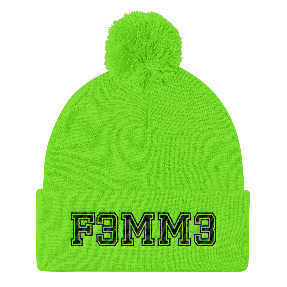 F3MM3 UNIVERSITY POMPOM BEANIE NEON GREEN