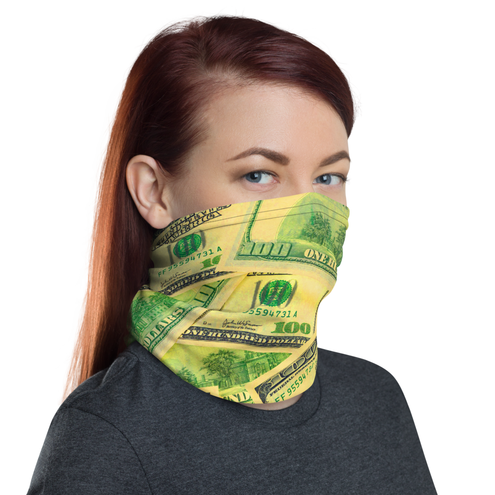 CRXWN | Drip or Dye Custom All About the Money Print 3-in-1 UNISEX Gaiter Green