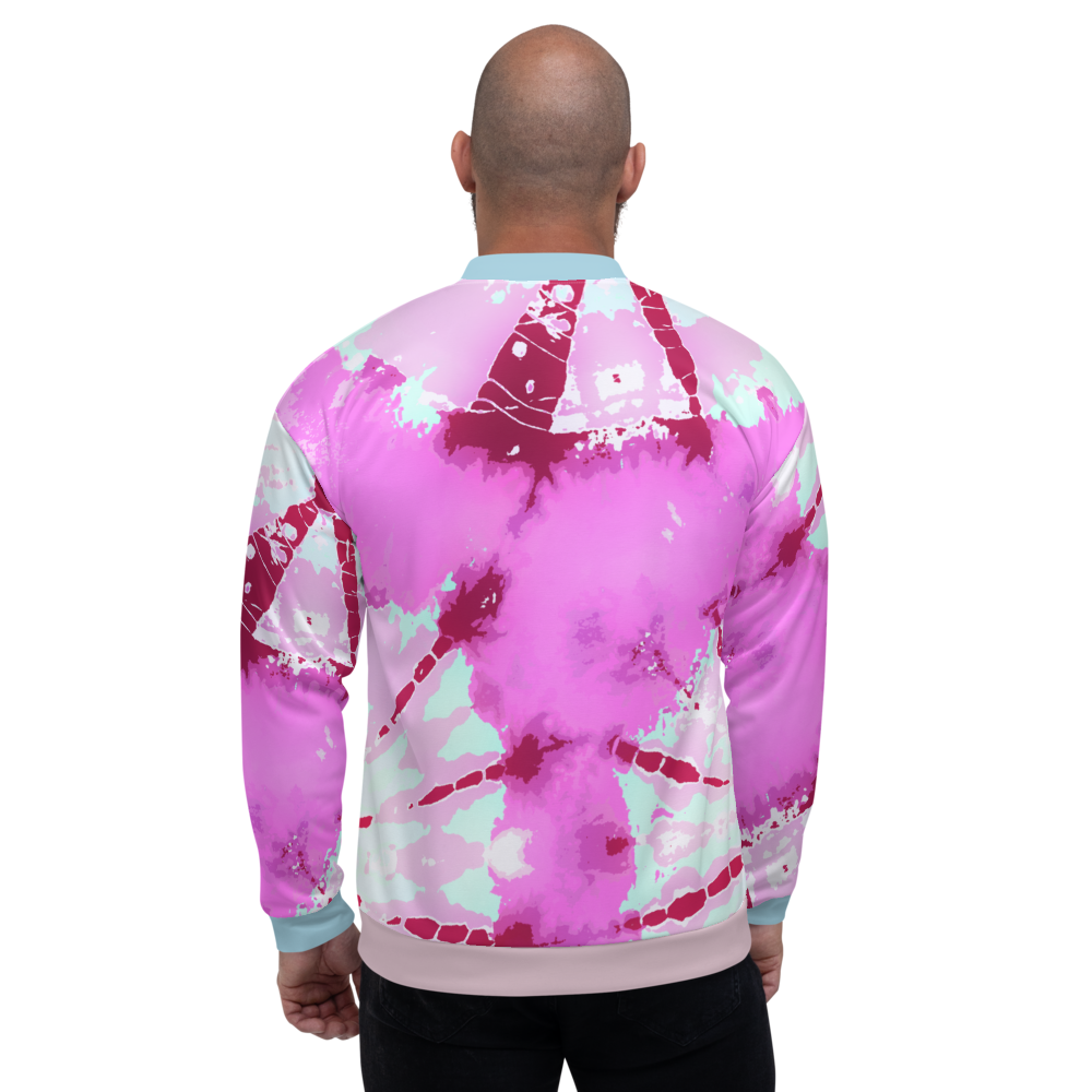 CRXWN | Drip or Dye Miami Nights Pink Foam Ice Dye UNISEX Bomber Jacket Hearts Around the World Live Love Laugh