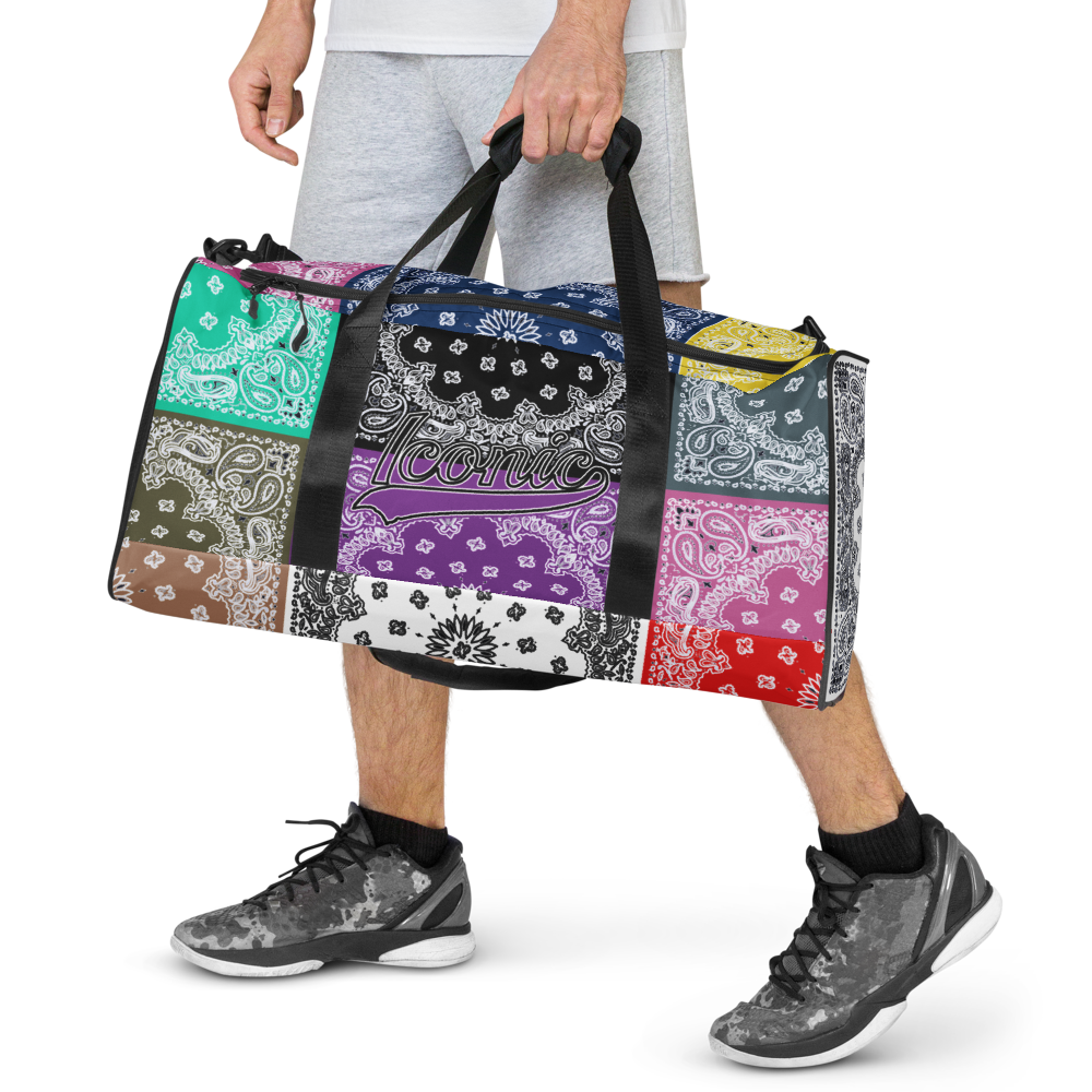 ROYAL ICONIC | Bandana Flag Duffle Bag Color Block Carousel Dope Azz DUFFEL Bag HueMan Gang Workout Gym Bag Carousel 1 Lite