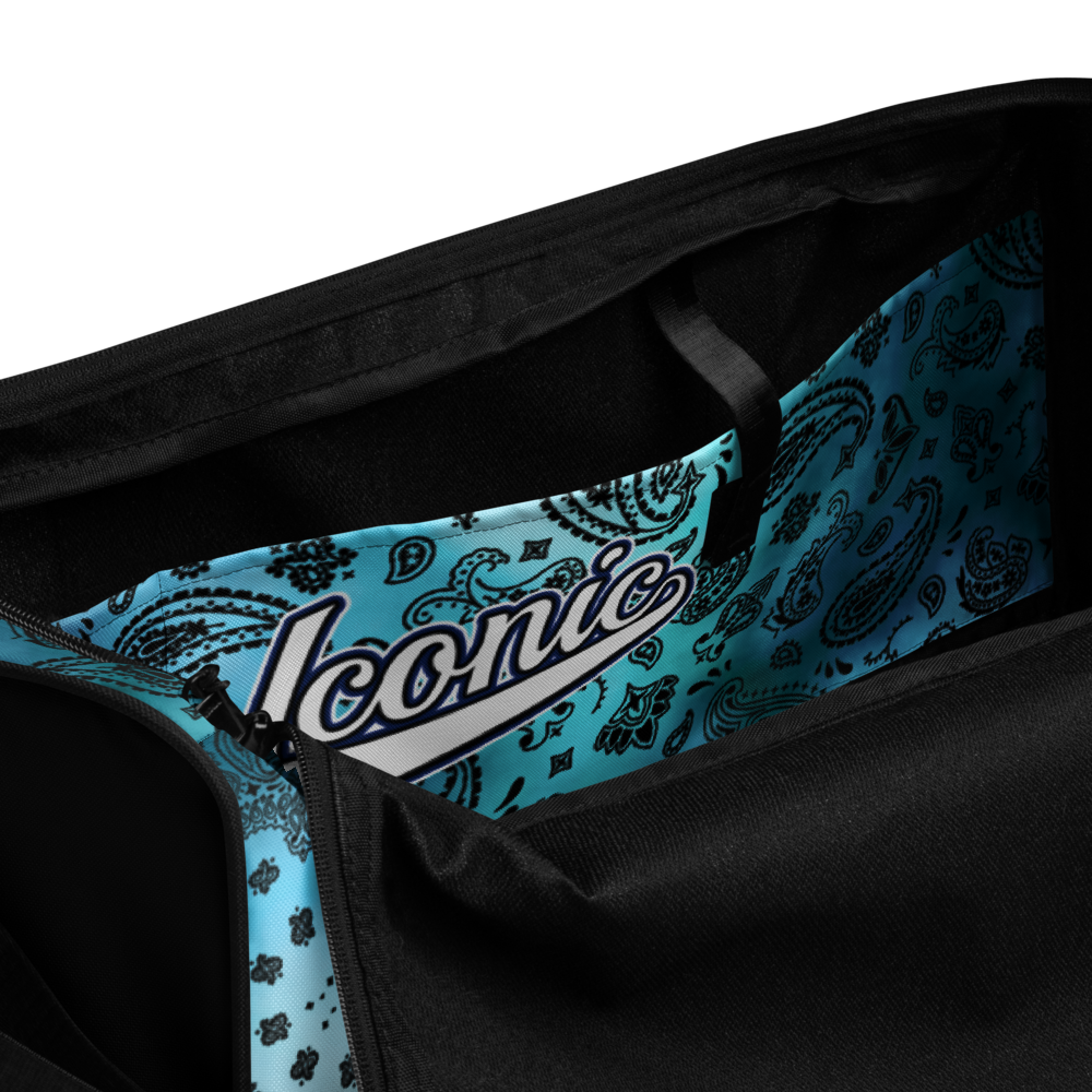 Clouds Print Logo Duffle Bag in White and Blue