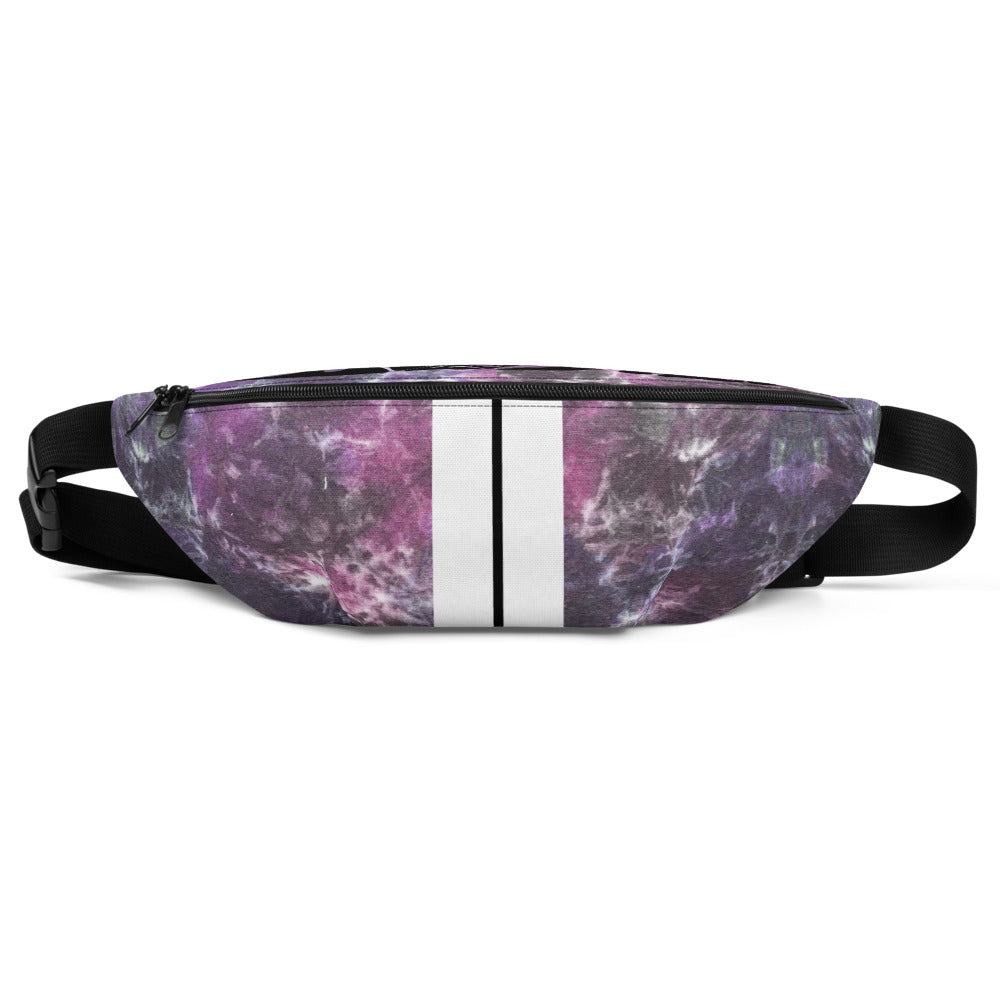 CRXWN | Royal Urban Resort | Trippy Drippy Bleach Acid Wash with Malibu Stripe Fanny Pack UNISEX Crossbody 2 Sizes cmft PSG Purple