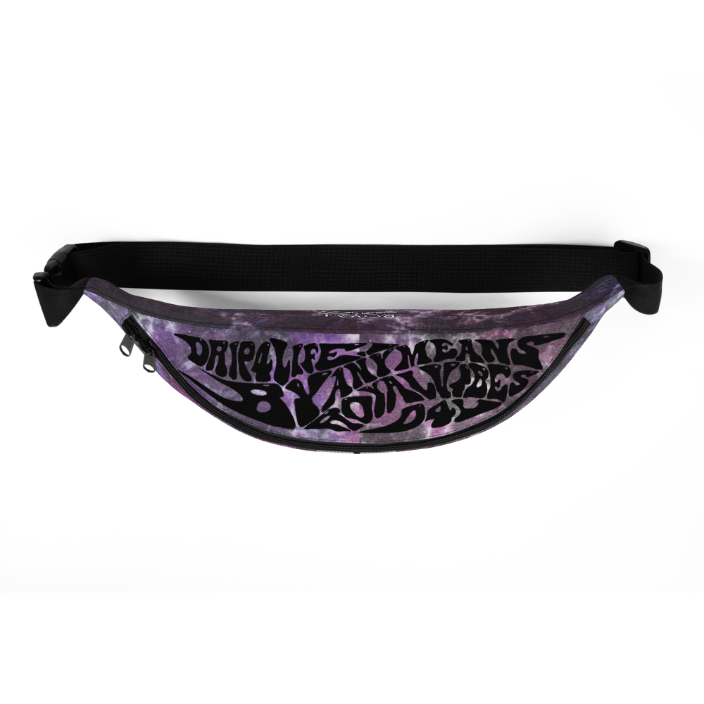 CRXWN | Royal Urban Resort | Trippy Drippy Bleach Acid Wash with Malibu Stripe Fanny Pack UNISEX Crossbody 2 Sizes cmft PSG Purple