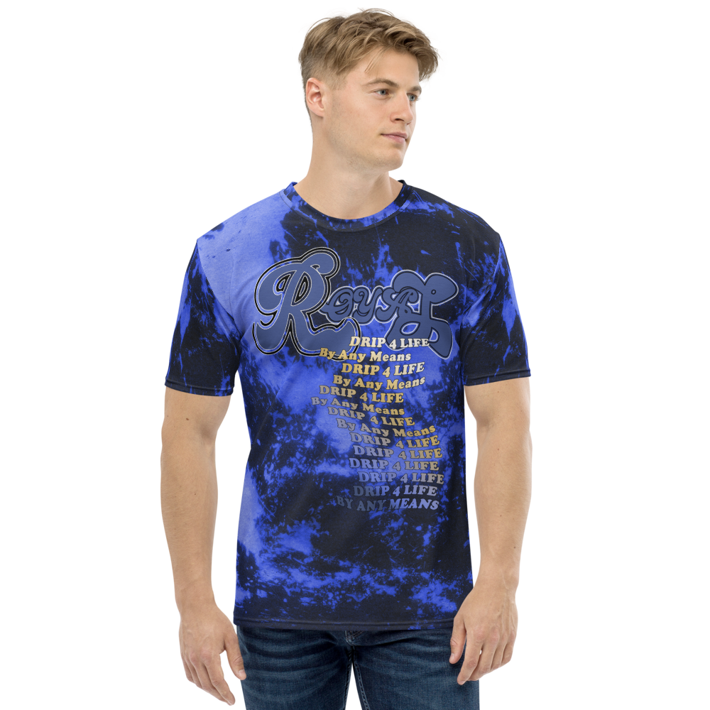 CRXWN | Royal Urban Resort | Trippy Drippy D4L By Any Means Bleach Acid Wash Unisex Jersey Tee Royal Wave Hyper Cobalt Blue