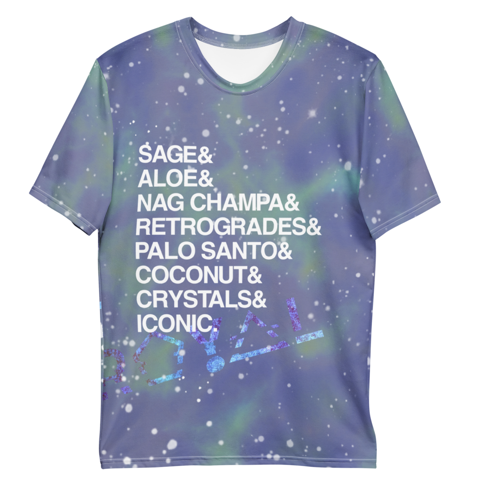 ROYAL ICONIC | Acid Wash Bleach Dye Galaxy Stars Sage & Retrogrades Ladies Unisex Cut Crewneck Jersey Tee Ascend Ether 1