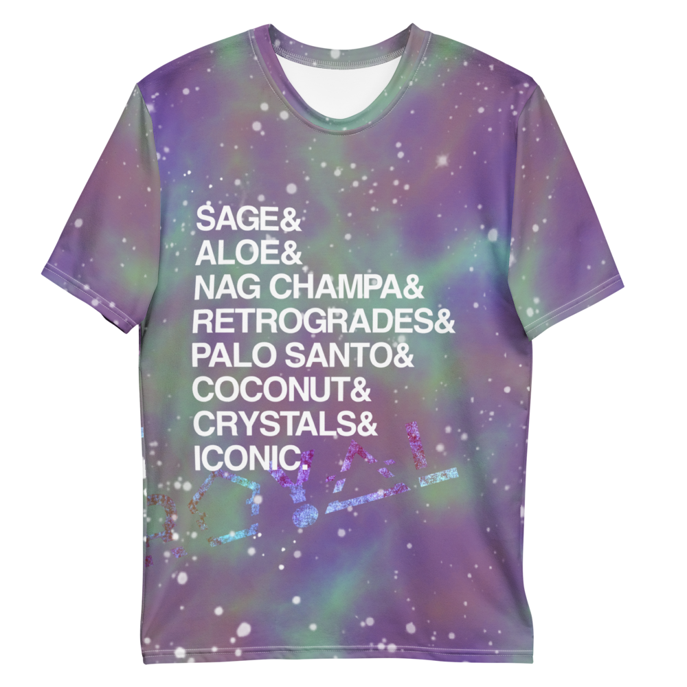 ROYAL ICONIC | Acid Wash Bleach Dye Galaxy Stars Sage & Retrogrades Ladies Unisex Cut Crewneck Jersey Tee Ascend Ether 2