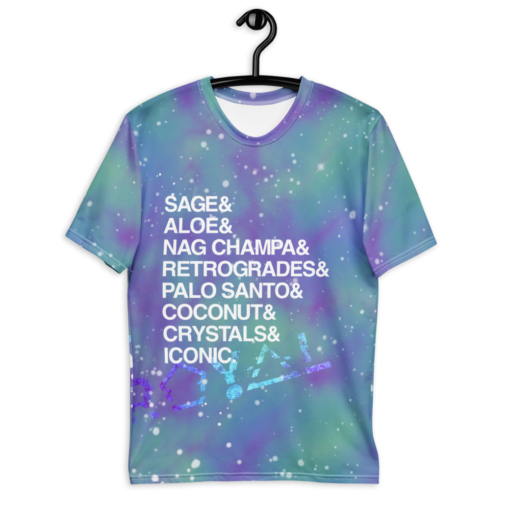 ROYAL ICONIC | Acid Wash Bleach Dye Galaxy Stars Sage & Retrogrades Ladies Unisex Cut Crewneck Jersey Tee Ascend Ether 3