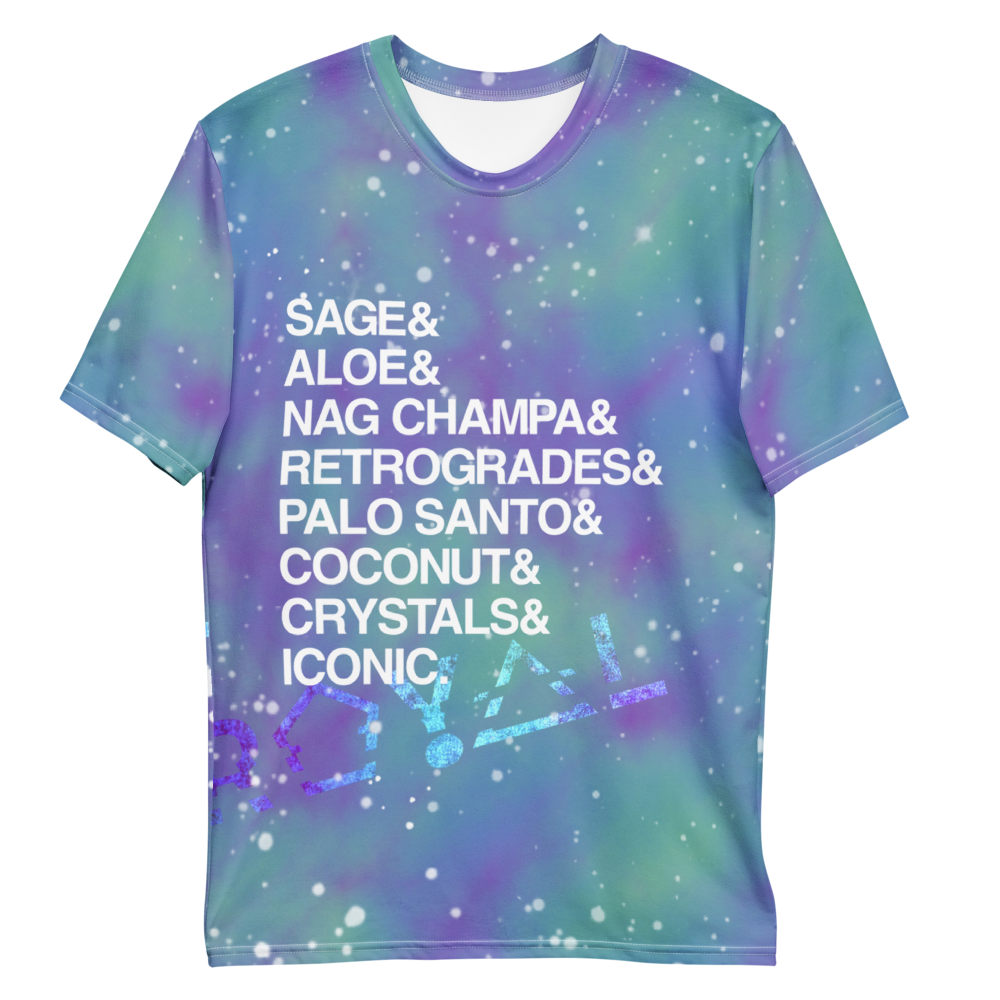ROYAL ICONIC | Acid Wash Bleach Dye Galaxy Stars Sage & Retrogrades Ladies Unisex Cut Crewneck Jersey Tee Ascend Ether 3