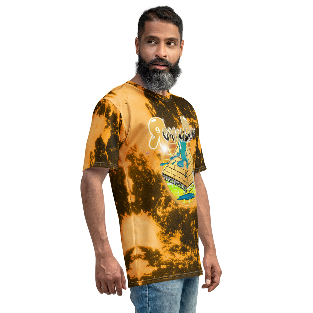 CRXWN | Royal Urban Resort | Trippy Drippy D4L By Any Means Bleach Acid Wash Unisex Jersey Tee Golden Wave 700 Safflower