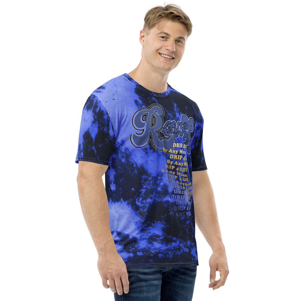CRXWN | Royal Urban Resort | Trippy Drippy D4L By Any Means Bleach Acid Wash Unisex Jersey Tee Royal Wave Hyper Cobalt Blue